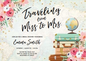 Bridal Shower Invitation Miss to Mrs Travel design preview