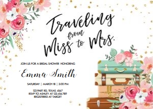Bridal Shower Invitation Miss to Mrs Flowers White design preview