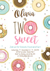 Birthday Invitation Donut Two Sweet design preview