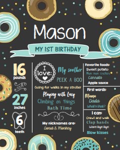 Birthday Milestones Sign Donut Chalk Boy design preview