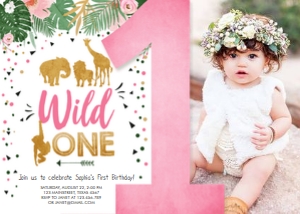 Birthday Invitation Wild One Girl - With Photo design preview