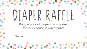 Diaper Raffle Ticket Confetti White design preview