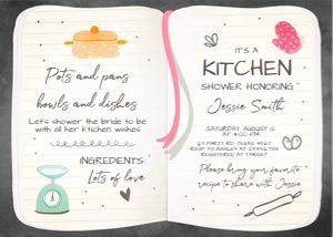 Bridal Shower Invitation Kitchen Book v2 design preview