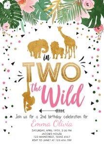 Birthday Invitation In Two the Wild Girl design preview