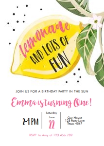 Birthday Invitation Lemon design preview