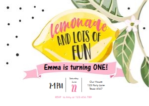 Birthday Invitation Lemon Horizontal design preview