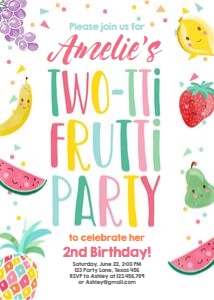 Birthday Invitation Fruit Faces V2 design preview