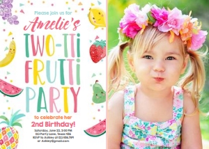 Birthday Invitation Fruit Faces V2 - With photo design preview