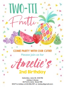 Birthday Invitation Fruit Faces V1 design preview