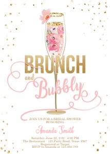 Bridal Shower Invitation Brunch and Bubbly White Flowers: Bridal Shower Invitation Brunch and Bubbly White Flowers
