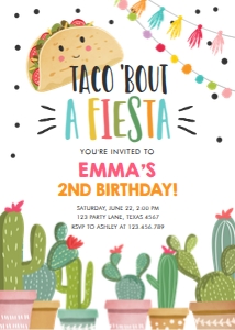 Birthday Invitation Taco Bout a Fiesta 0254 design preview