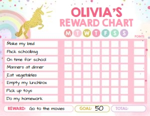 Reward Chart Unicorn design preview