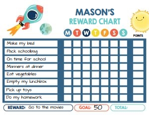 Reward Chart Space Boy design preview