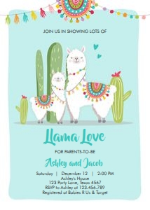 Baby Shower Invitation Llama Boy design preview