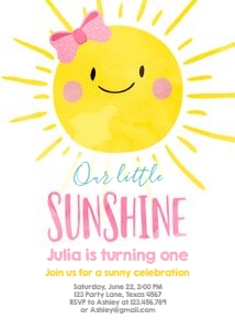 Birthday Invitation Sunshine Girl design preview