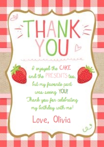 Thank You Card Strawberry Red Pink design preview
