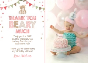 Thank You Card Teddy Bear Pink - With Photo design preview