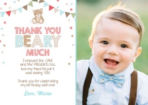 Thank You Card Teddy Bear Blue - With Photo design preview