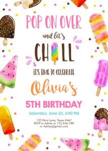 Birthday Invitation Popsicle Girl design preview