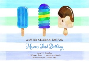 Birthday Invitation Popsicle Horizontal Boy design preview