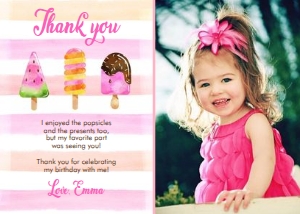 Thank You Card Popsicle - With photo design preview
