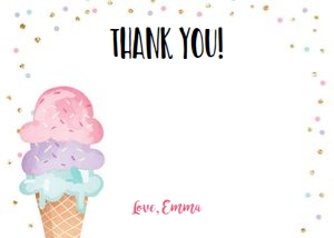 Thank You Card Ice Cream Blank Horizontal design preview