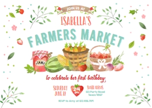 Birthday Invitation Farmers Market White Horizontal design preview