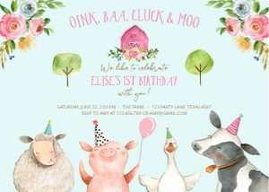 Birthday Invitation Farm Girl Blue design preview