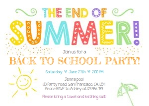 Back to School Party Invitation Red design preview