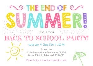 Back to School Party Invitation Pink design preview