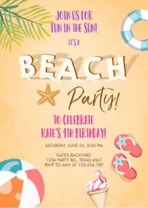 Birthday Invitation Beach Party design preview