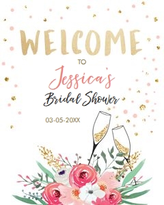 Welcome Sign Brunch and Bubbly Pink Floral design preview