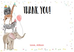 Thank You Card Party Animals design preview