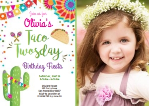 Birthday Invitation Taco Twosday 2 - With photo design preview