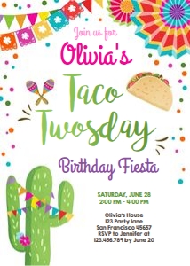 Birthday Invitation Taco Twosday design preview