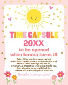 Time Capsule Sunshine Pink Sign 8x10: Time Capsule Sunshine Pink