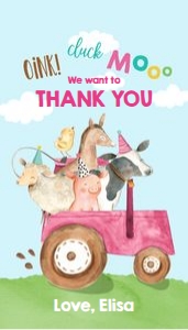 Favor Tags Farm Animals Tractor Pink Blue design preview