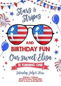 Birthday Invitation 4th of July White design preview