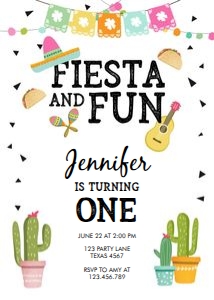 Birthday Invitation Fiesta and Fun Sombrero design preview