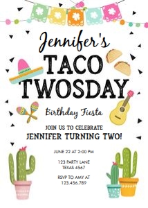Birthday Invitation Taco Twosday Girl design preview