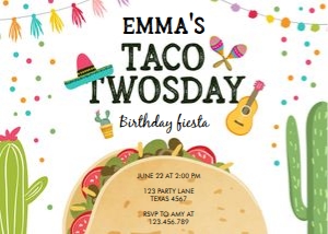 Birthday Invitation Fiesta Taco Twosday Horizontal design preview