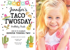 Birthday Invitation Taco Twosday - With photo design preview