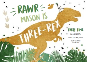Birthday Invitation Dinosaur Three-Rex design preview