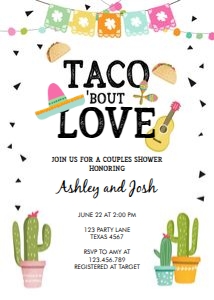 Couples Shower Invitation Taco Bout Love Sombrero design preview