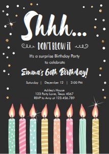 Birthday Invitation Adult Candles Chalk design preview
