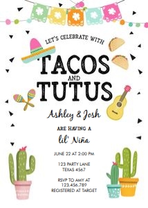 Baby Shower Invitation Tacos and Tutus design preview