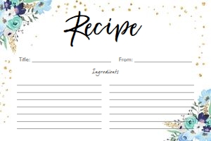 Recipe Card Floral Blue design preview
