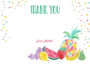 Thank you Card Fruit Faces Blank Horizontal design preview