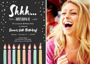 Birthday Invitation Adult Candles Chalk Photo design preview
