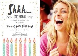 Birthday Invitation Adult Candles White - With Photo design preview